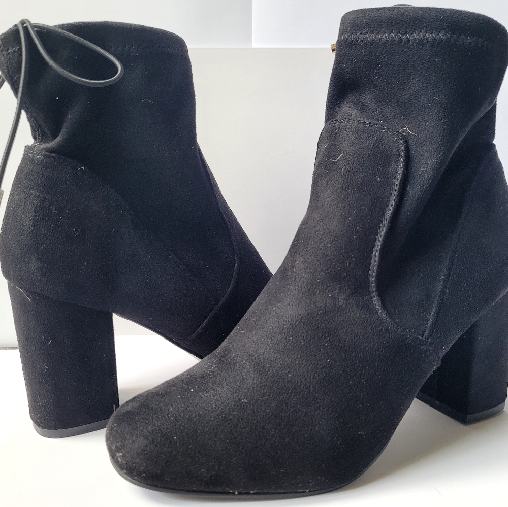 black heeled booties